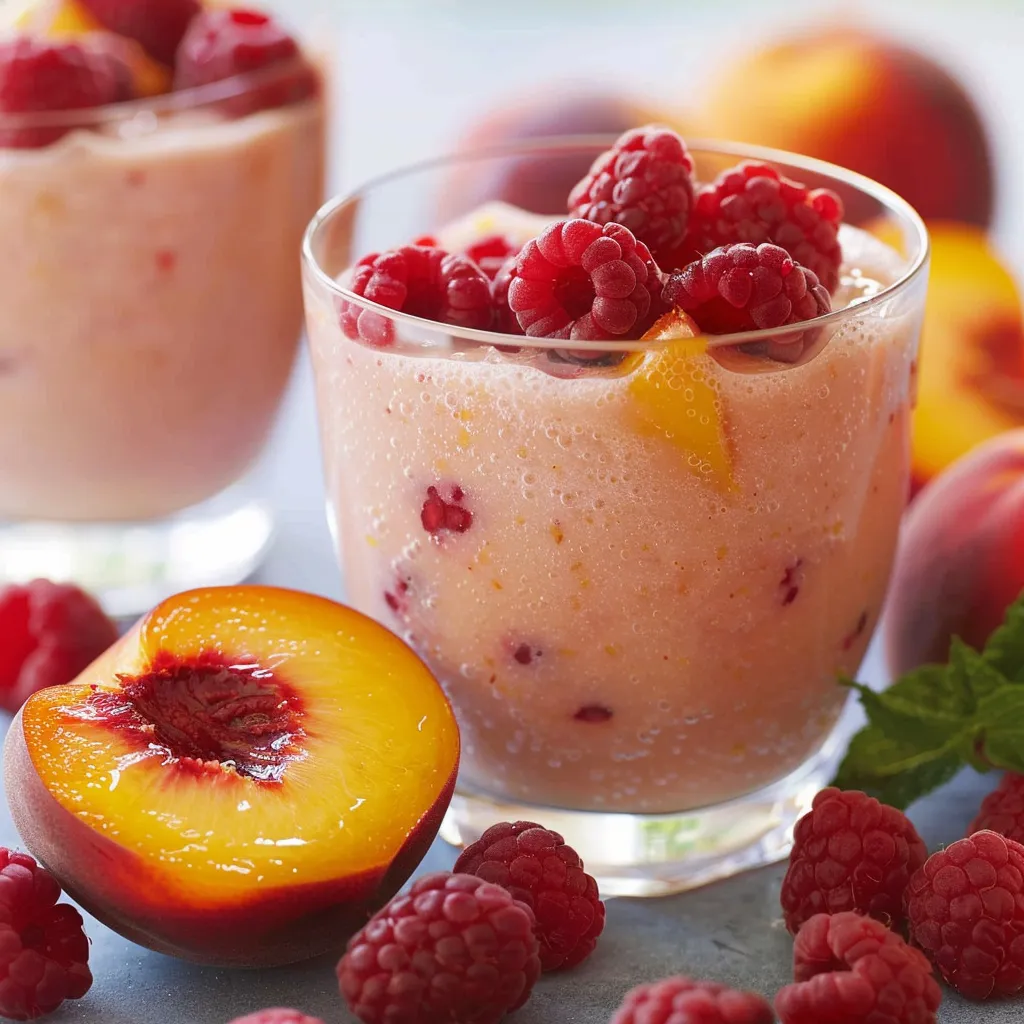 Boisson pêche et framboises