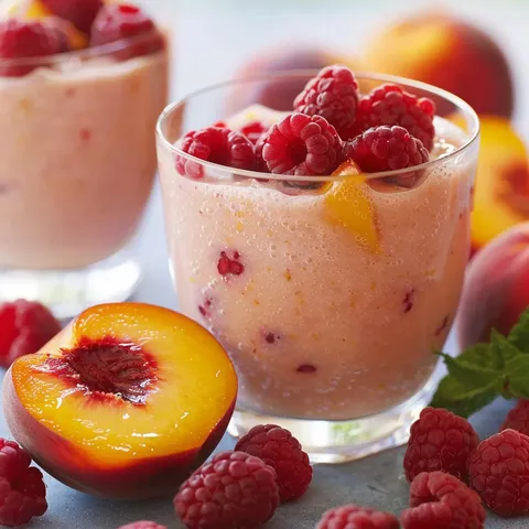 Boisson pêche et framboises