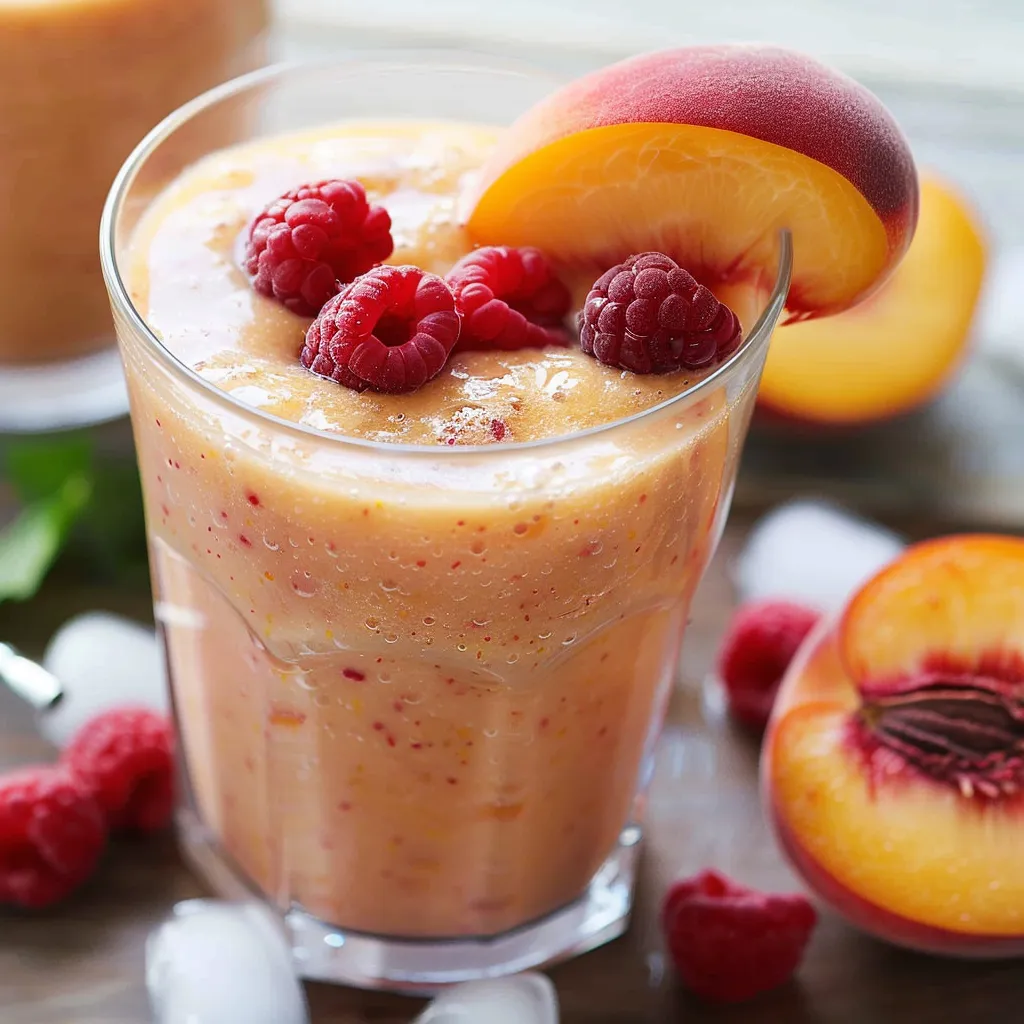 Smoothie pêche-framboise ultra fruité