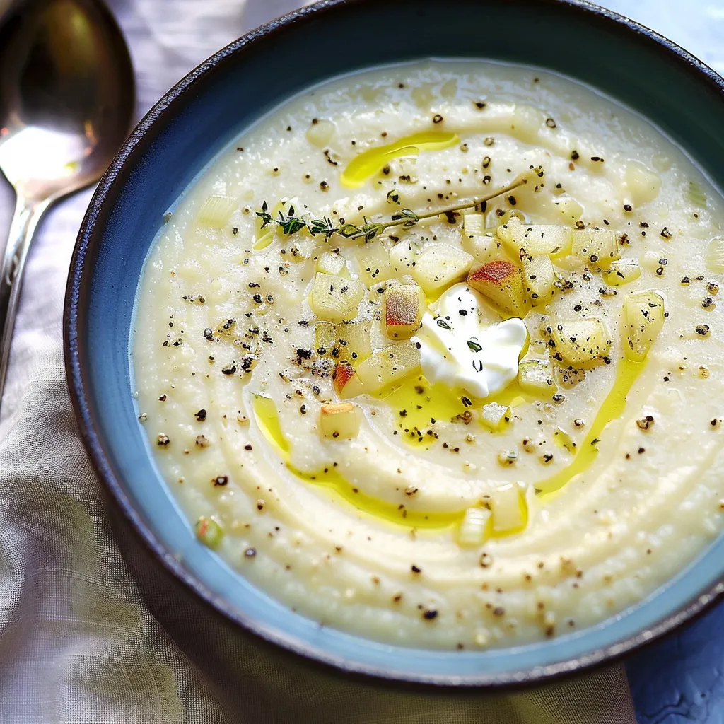 Délicieux velouté crémeux au céleri-rave