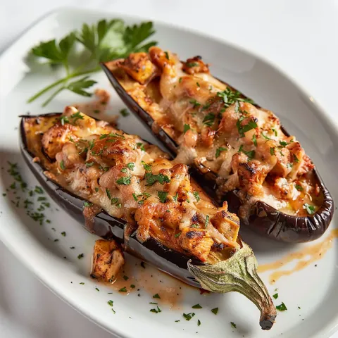 Poulet et aubergine gratiné