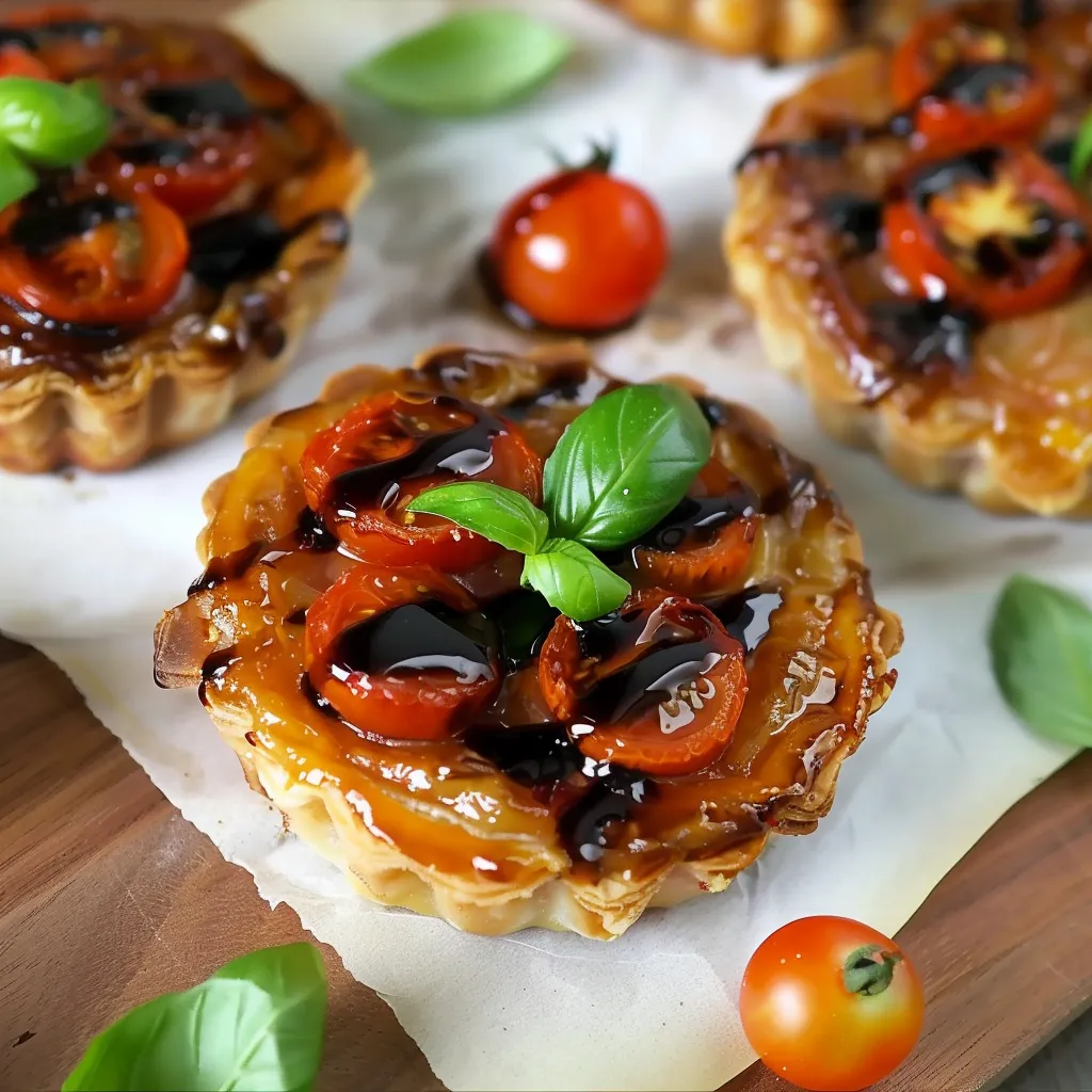 Tartelettes tatin aux tomates cerises et basilic qu'on prépare sans stress