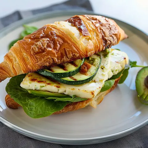 Croissant halloumi courgette