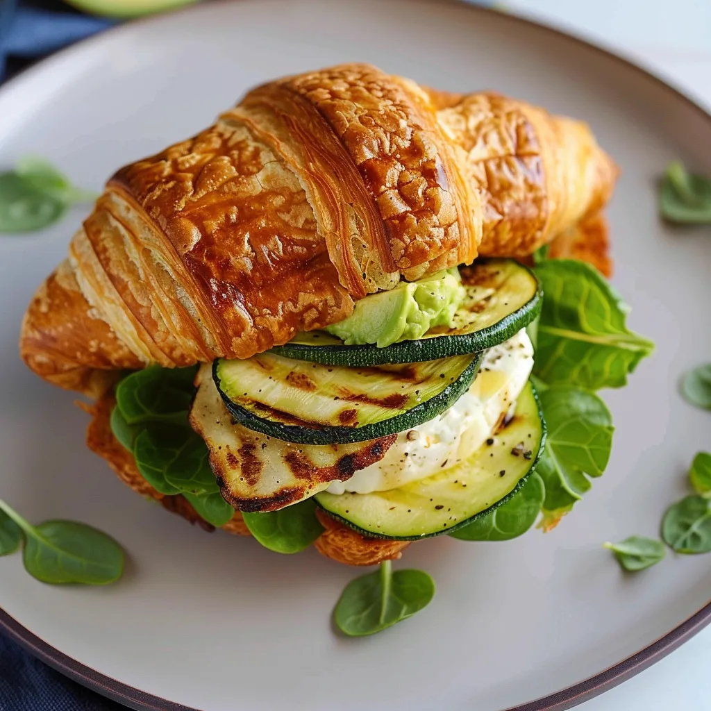 Croissant garni à la courgette et au halloumi tout doré