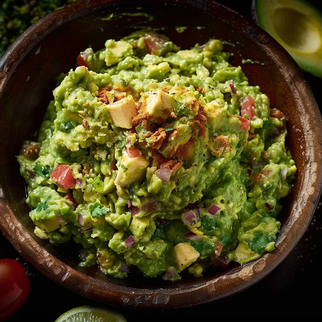 Guacamole maison avec avocats et citron jaune