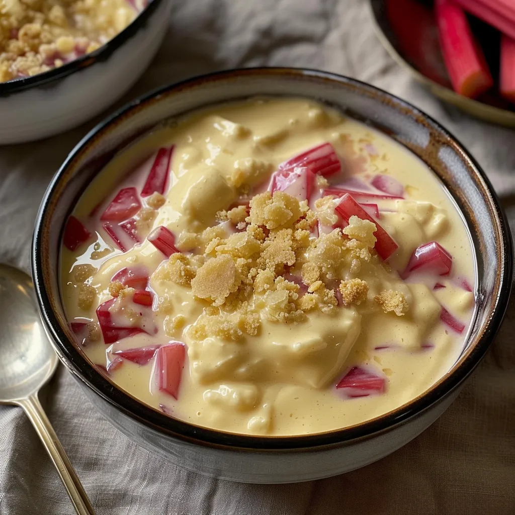 Dessert gourmand rhubarbe et vanille