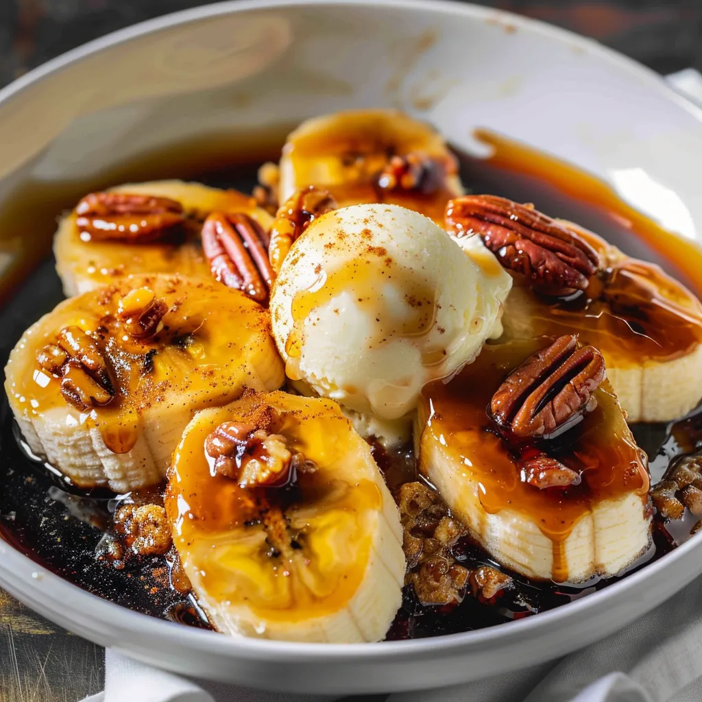 Dessert de bananes flambées au caramel