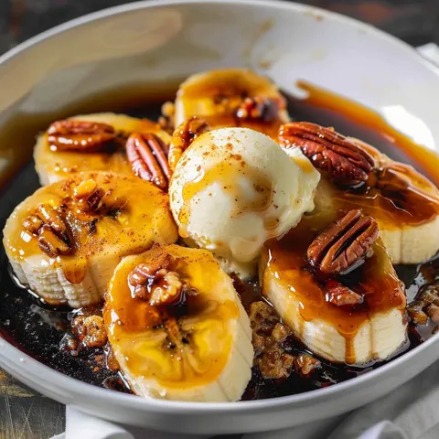 Dessert de bananes flambées au caramel