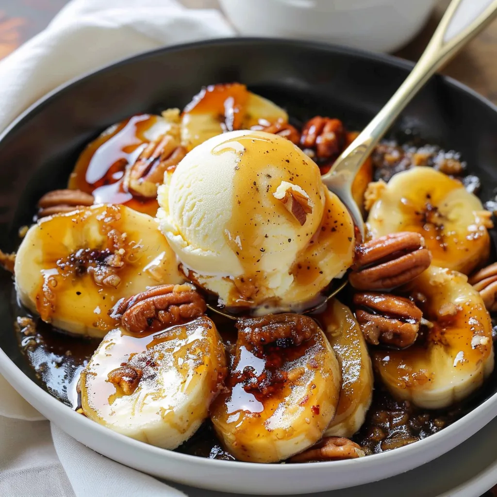 Bananes flambées caramel rhum maison