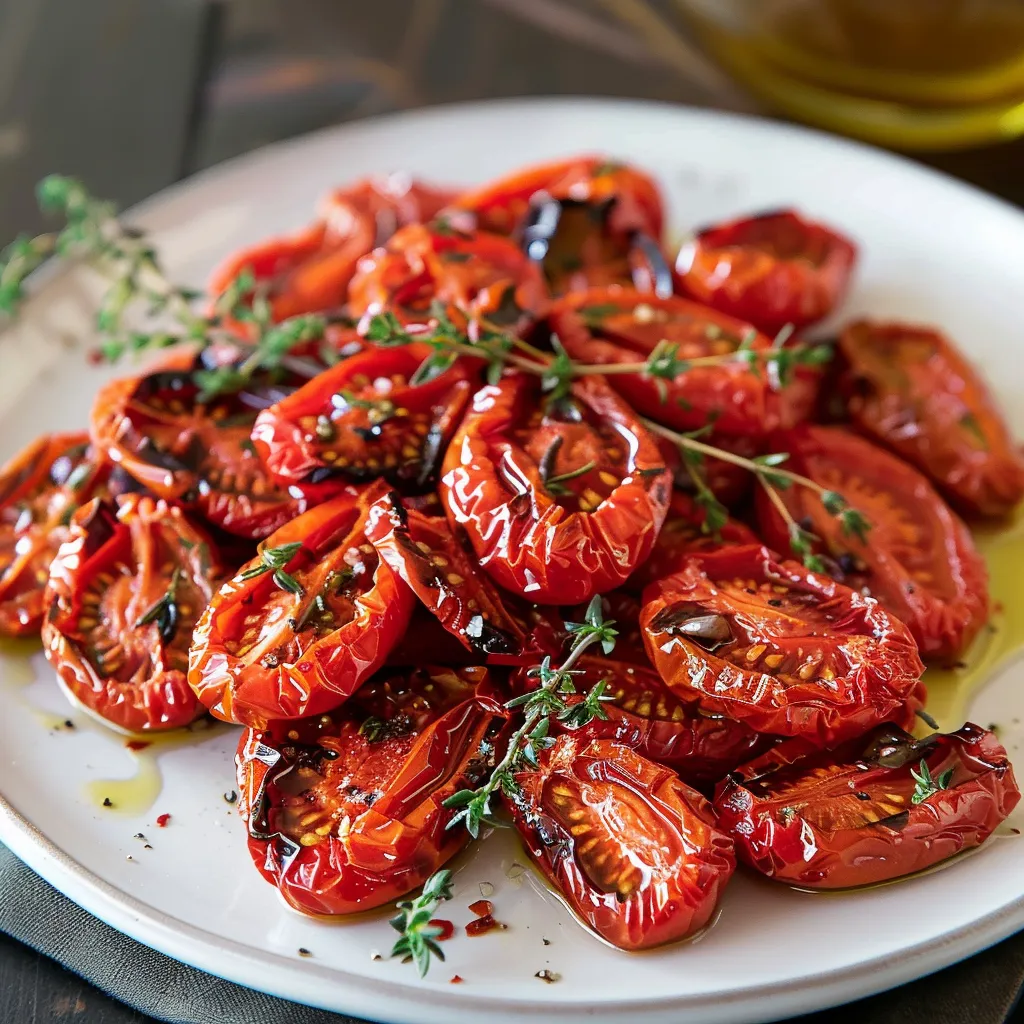 Tomates confites maison avec thym et huile d'olive