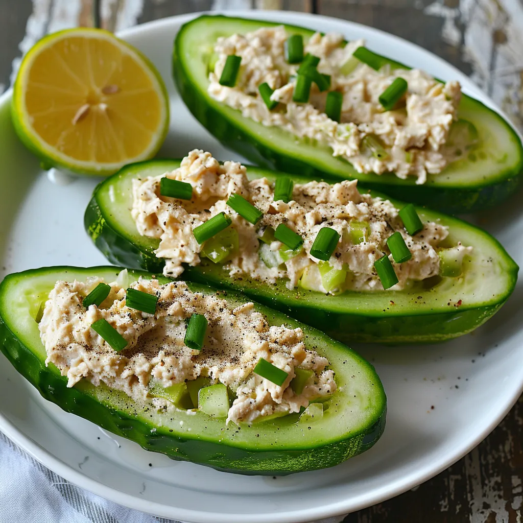 Concombre garni au thon