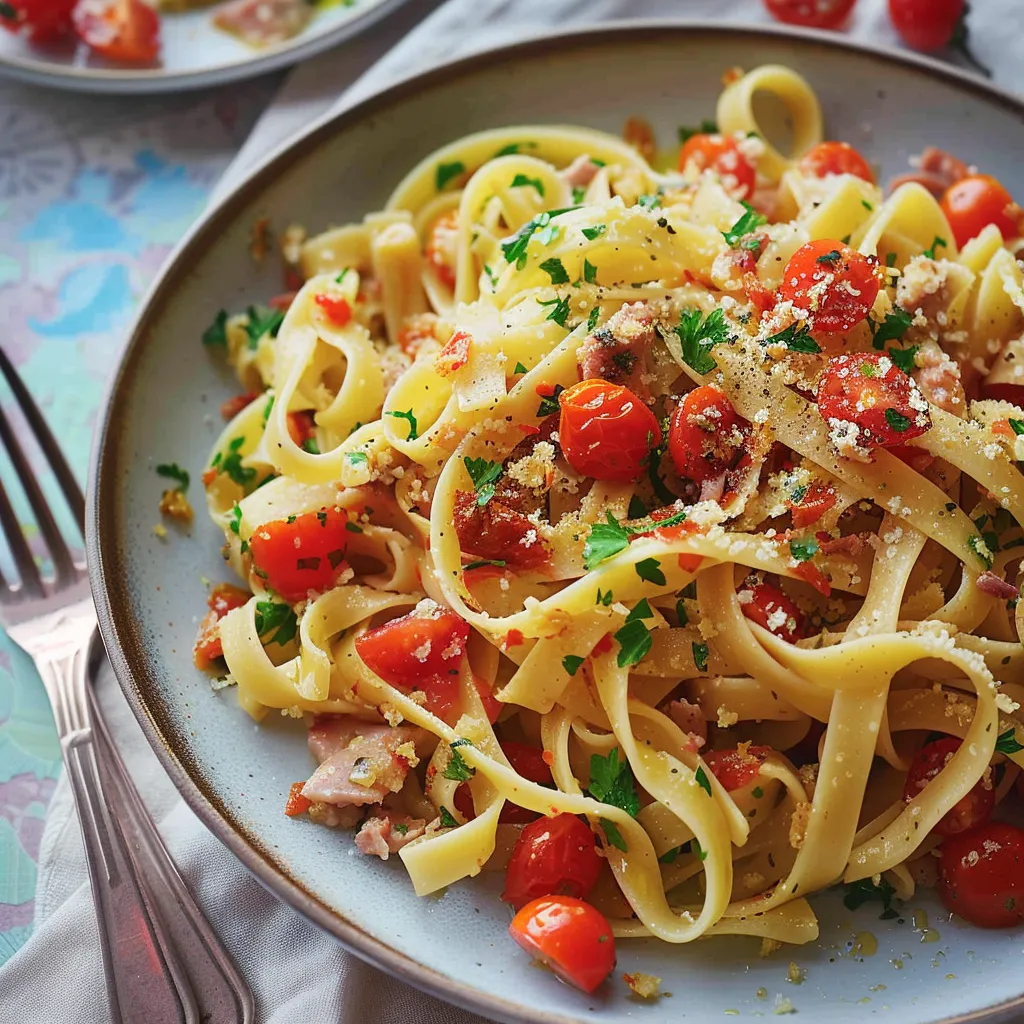 Fettuccines thon et anchois