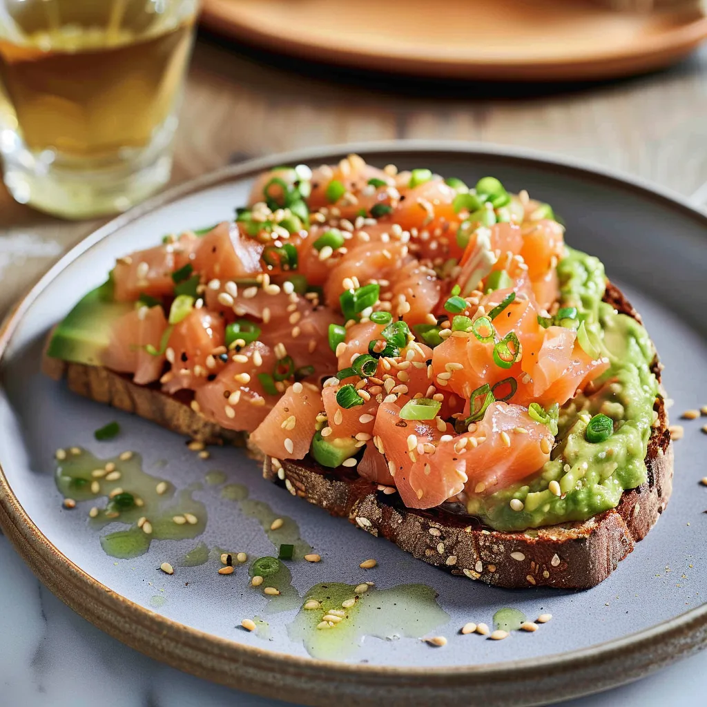Toasts gourmands avocat saumon frais et sésame