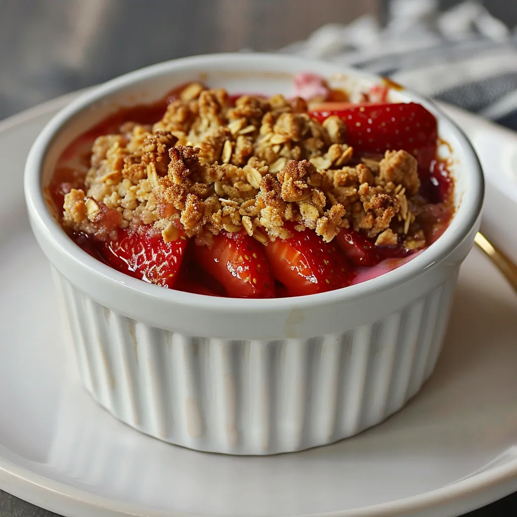 Croustade fraise et crumble doré