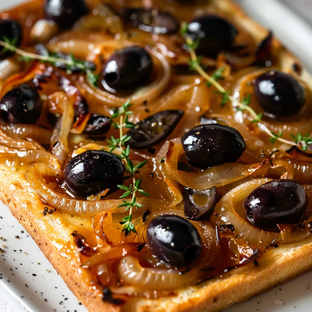 Pissaladière maison et oignons fondants