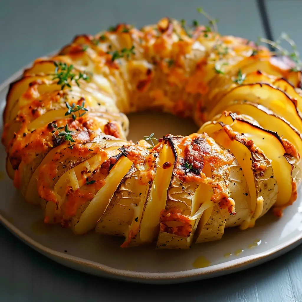 Couronne dorée et croustillante de pommes de terre savoureuses