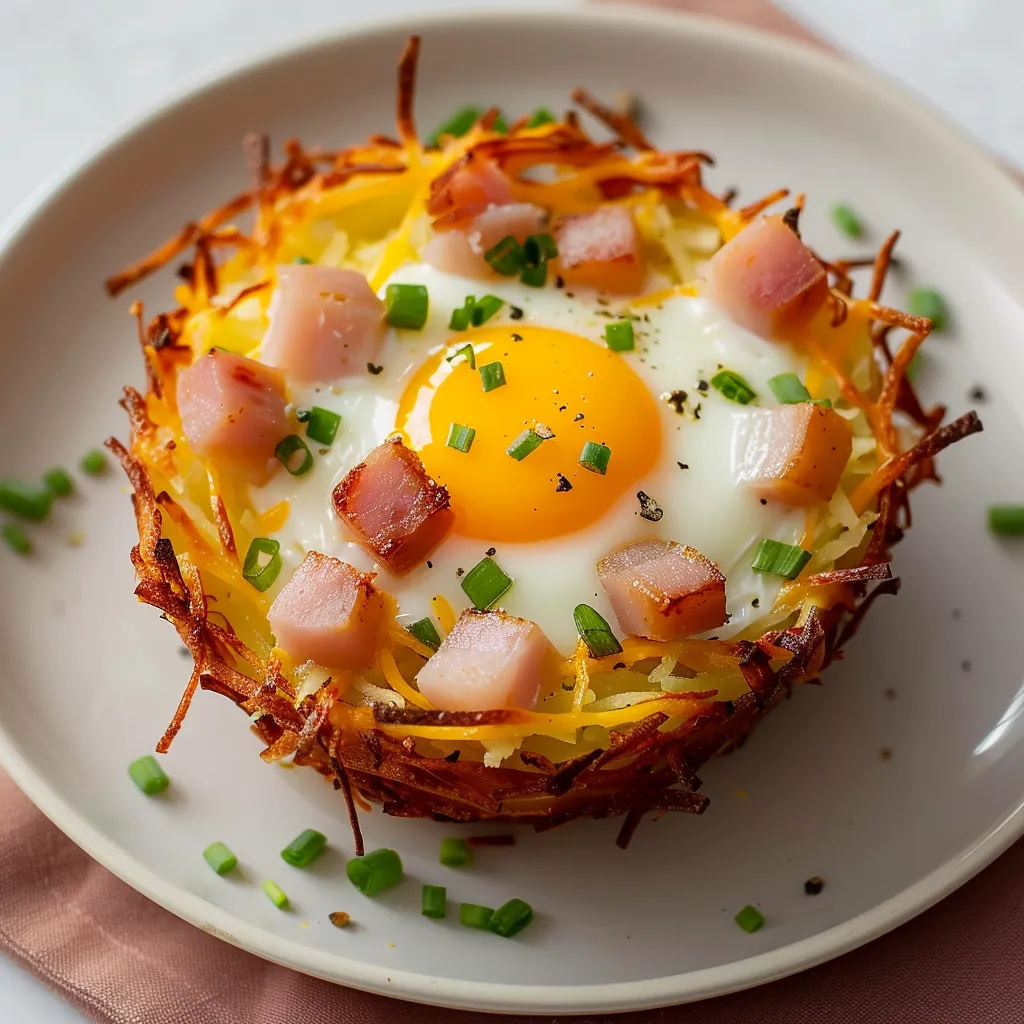 Préparer de délicieux nids de pommes de terre, œufs et fromage