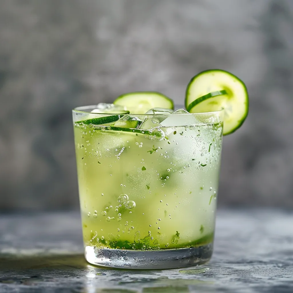 Boisson fraîche au tonic et concombre
