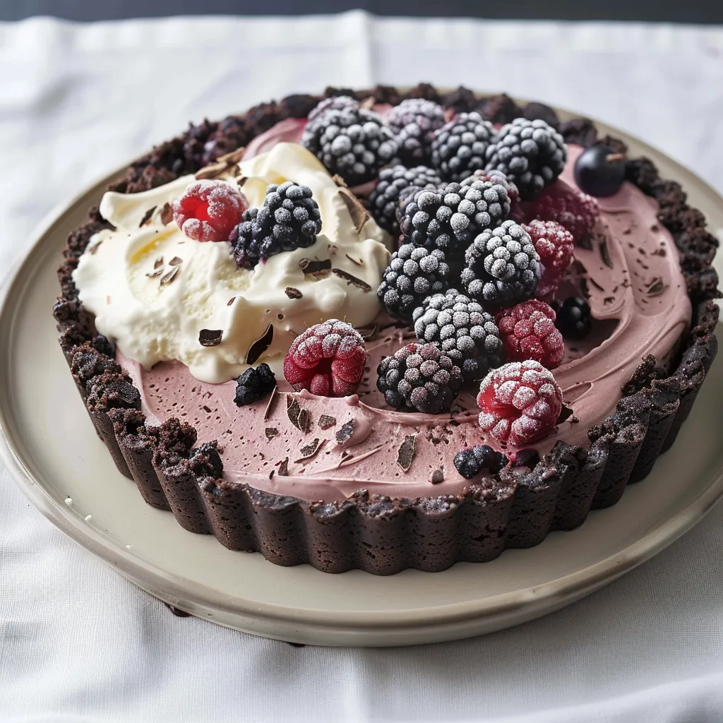 Gâteau glacé au chocolat et fruits frais