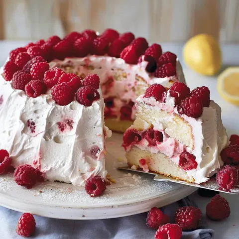 Moelleux avec framboises fraîches