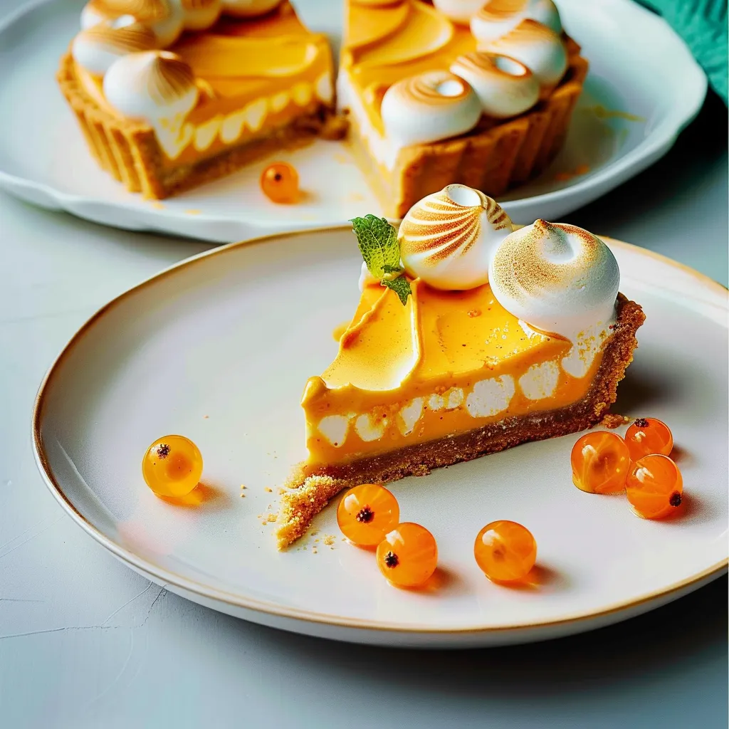 Tarte gourmande à l’argousier et meringue dorée