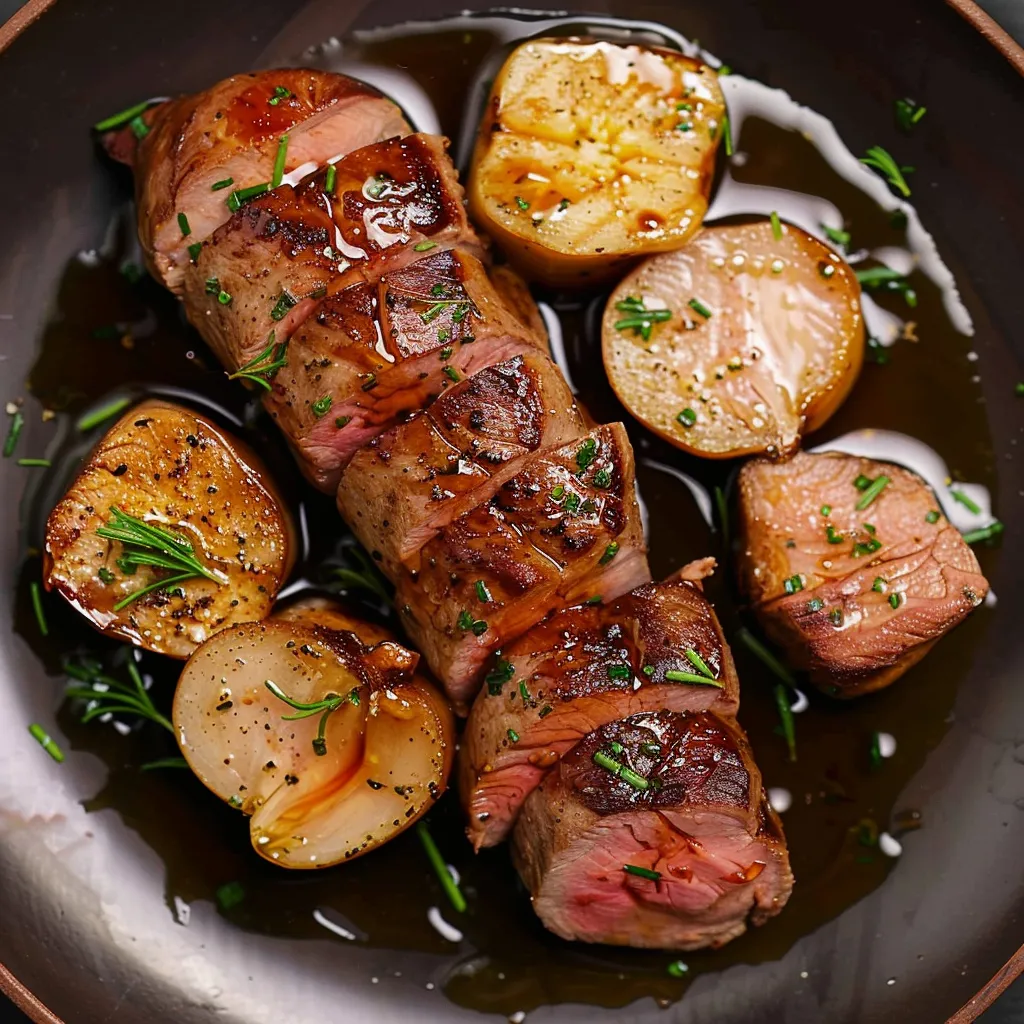 Filet mignon au miel doré sucré salé