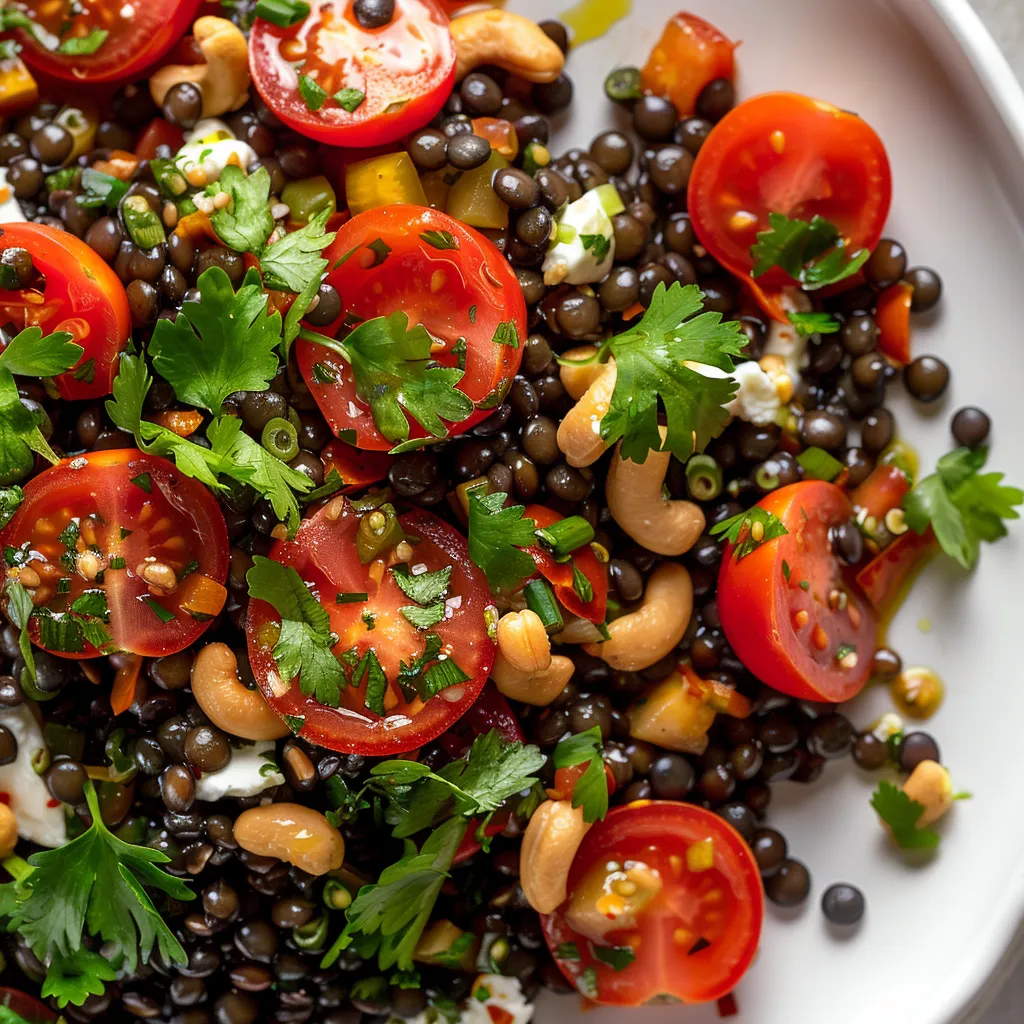 Salade lentilles et tomates fraîches