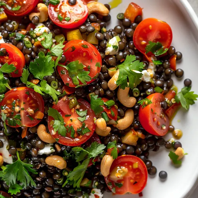Salade lentilles et tomates fraîches