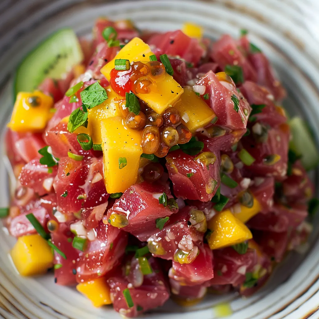 Combinaison thon et fruits