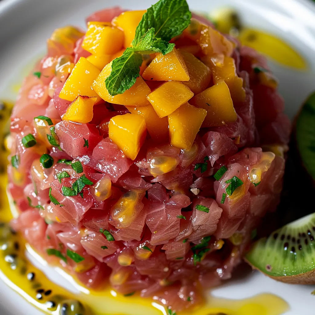 Tartare de thon aux fruits tropicaux