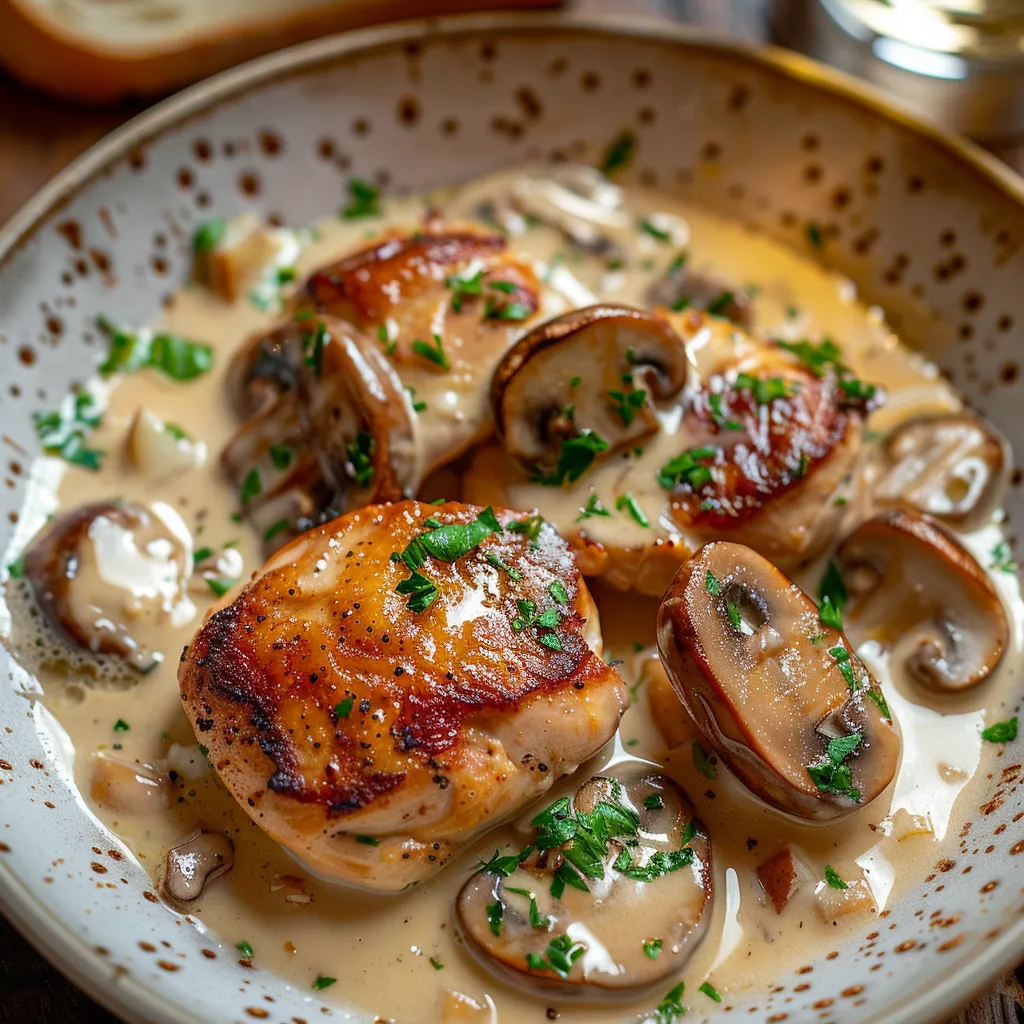 Poulet champignons crème