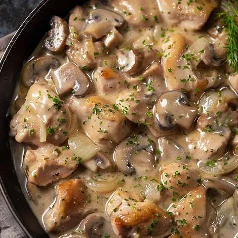 Poulet savoureux et champignons