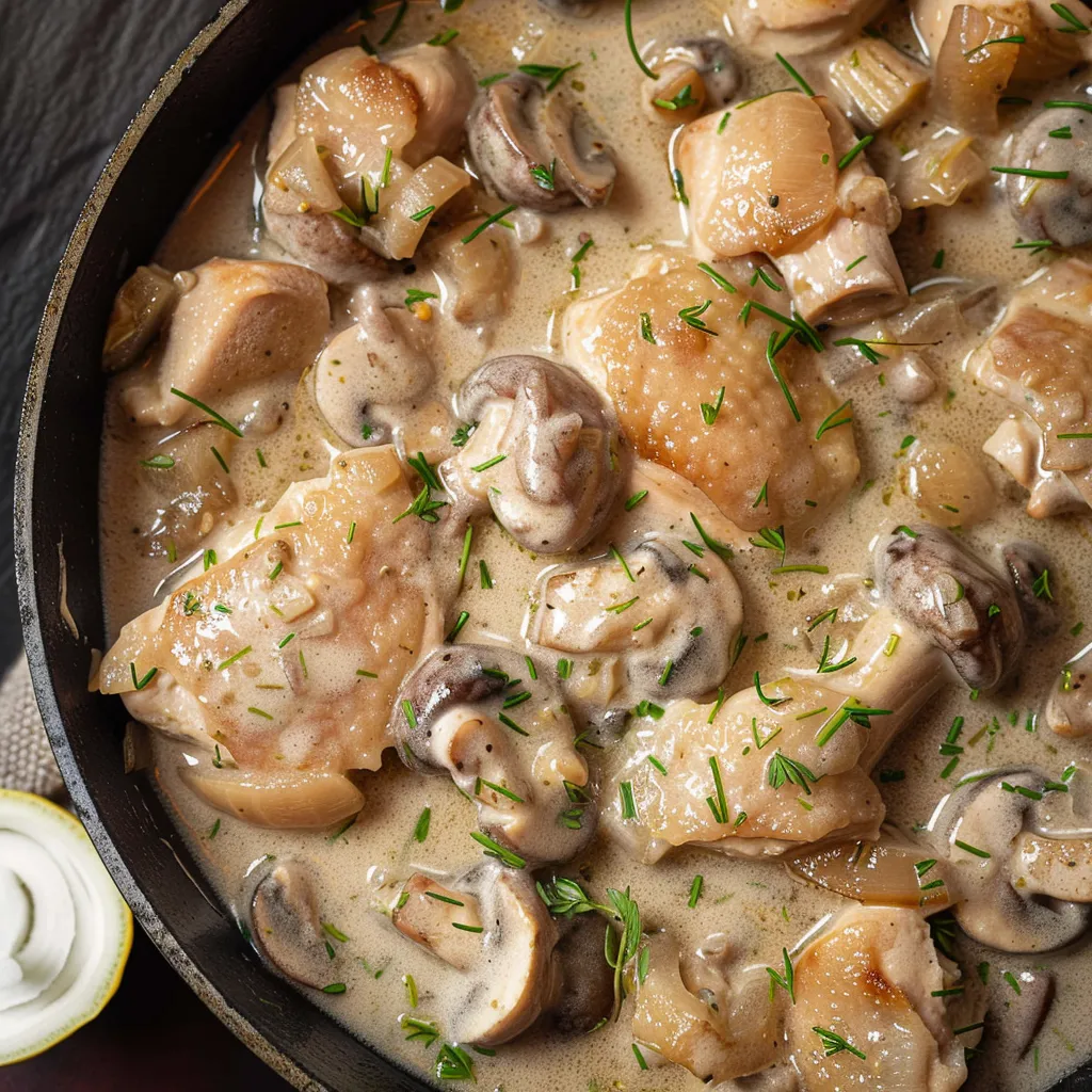 Poulet et champignons mijotés ultra savoureux