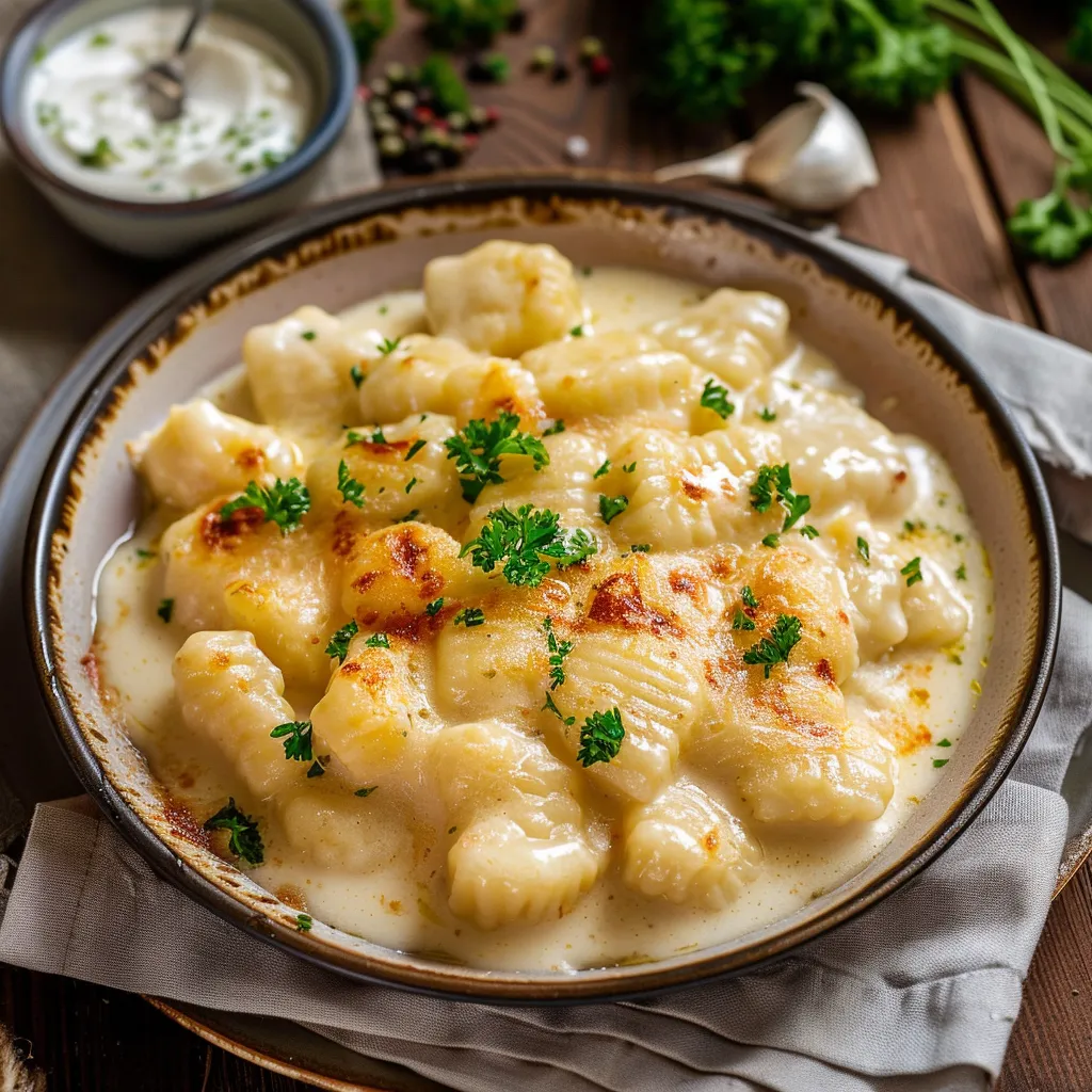 Gratin moelleux gnocchis-poulet fondant