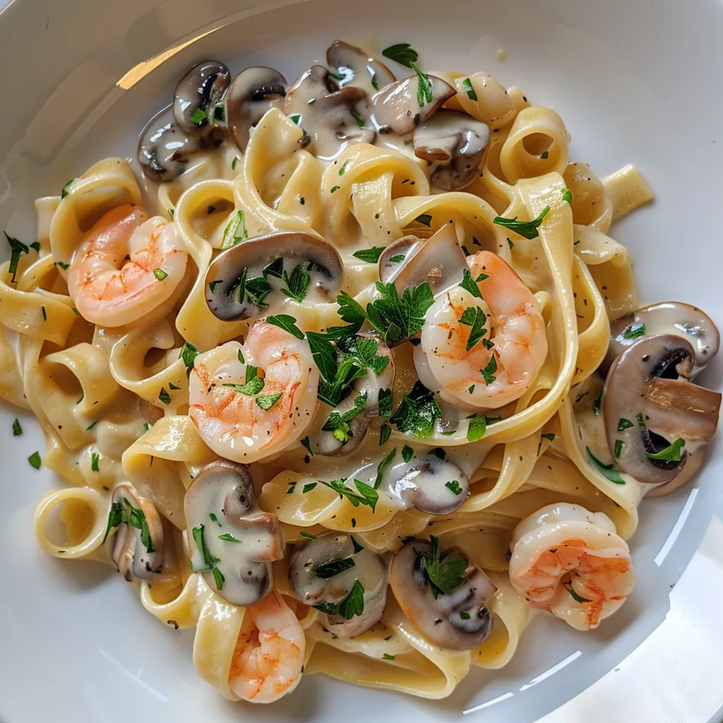 Crevettes et champignons gourmands