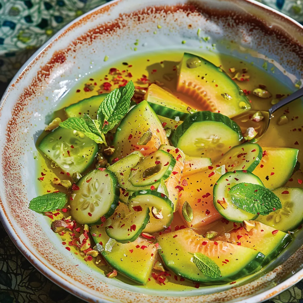 Salade ultra fraîche melon et concombre avec sauce légère