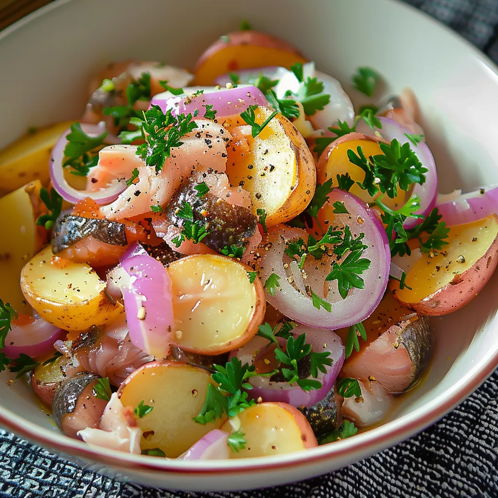 Pommes tièdes et hareng fumé
