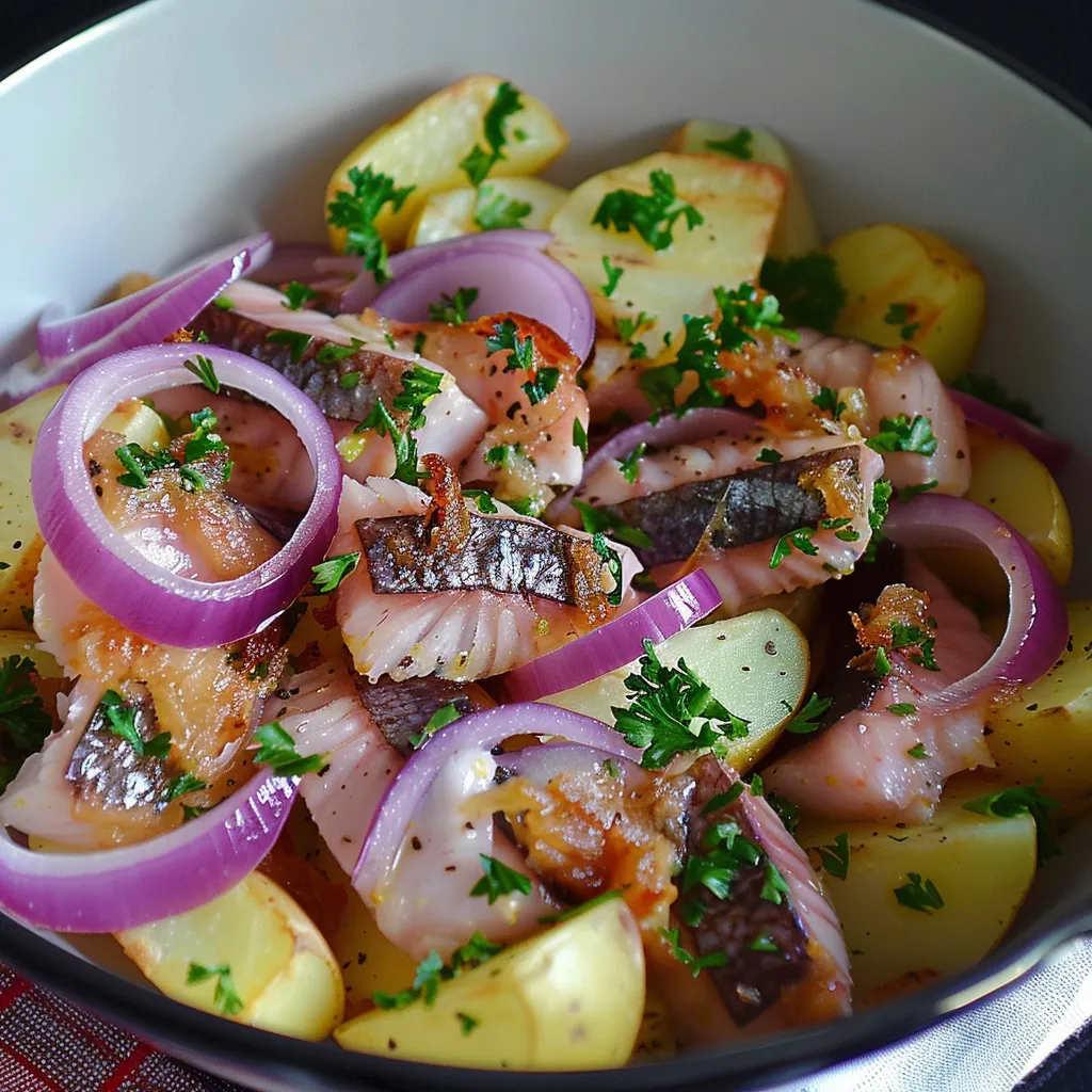 Hareng fumé et pommes tièdes version méditerranéenne