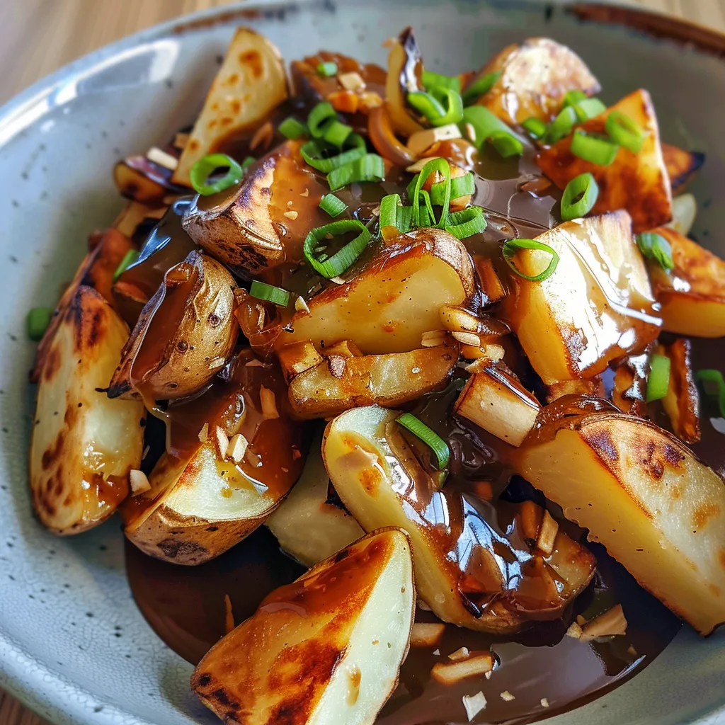 Poutine végé avec fromage grillé