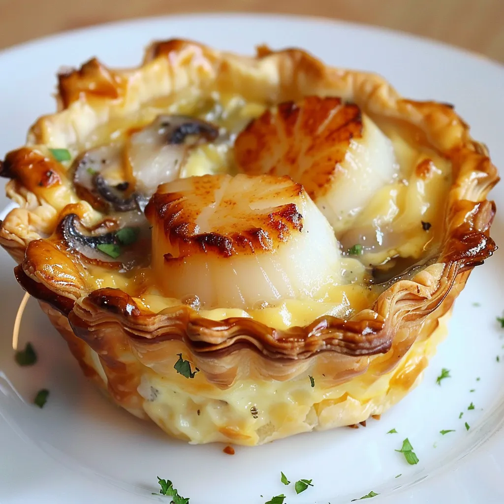 Délicieuses mini quiches aux Saint-Jacques et champignons