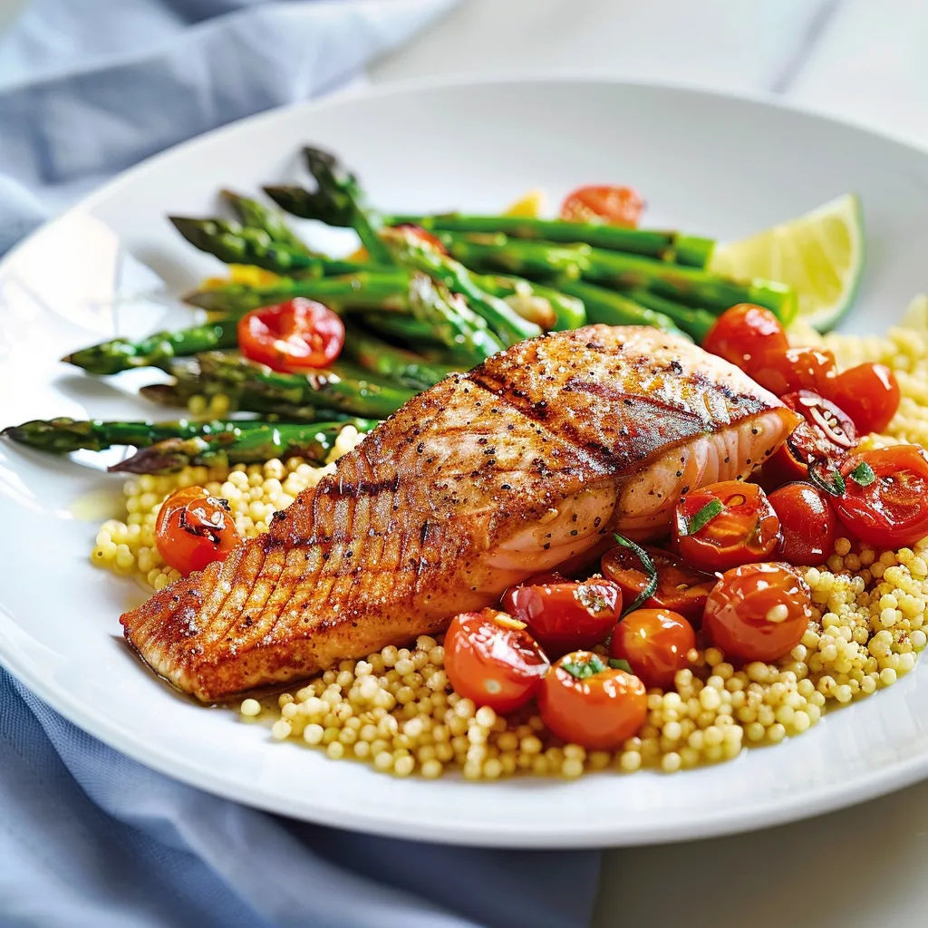 Truite légumes et boulgour épicé