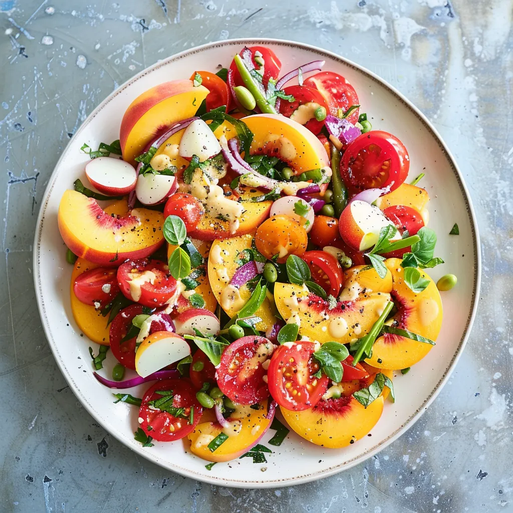 Salade tomates-pêches sauce béarnaise