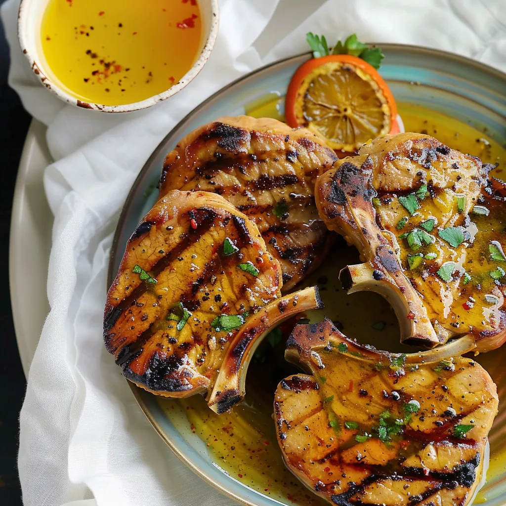 Délicieuses côtelettes de porc curcuma et miel