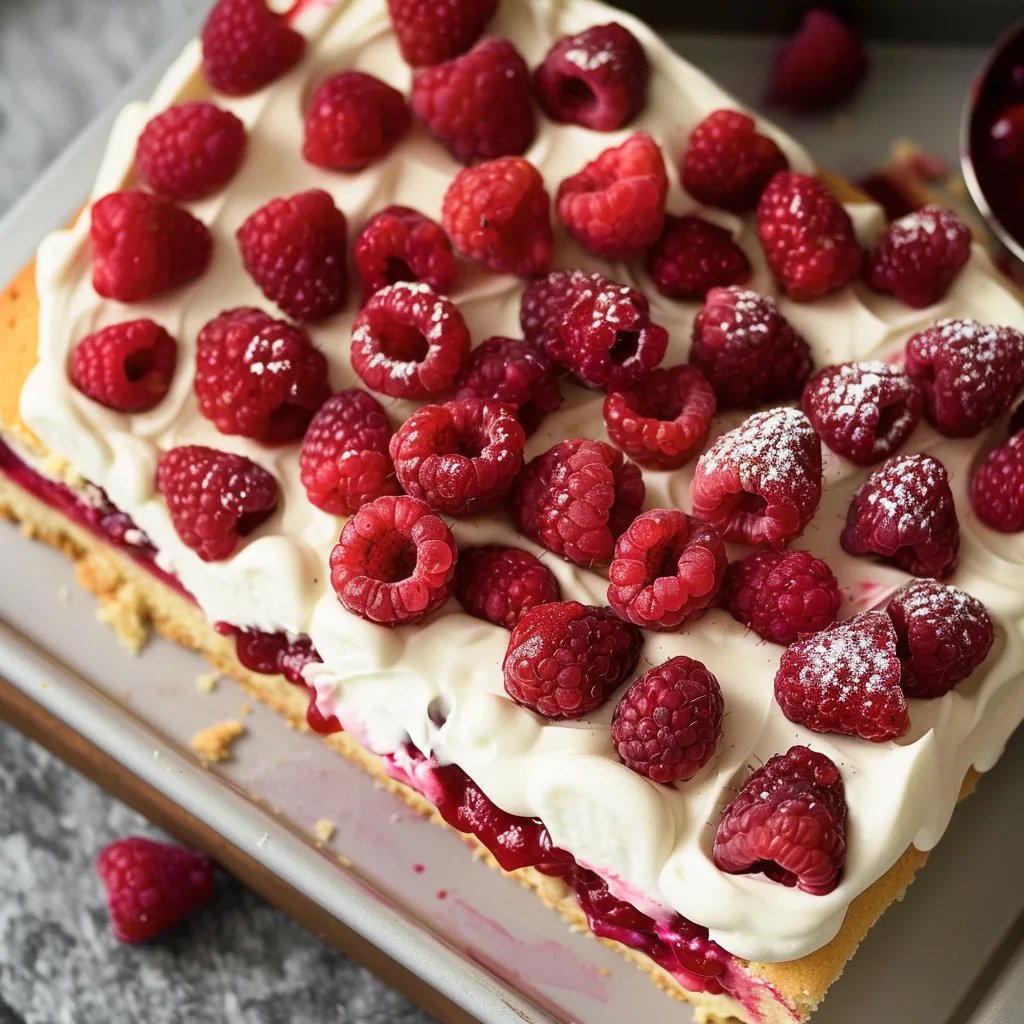 Délicieux gâteau à la vanille et framboises
