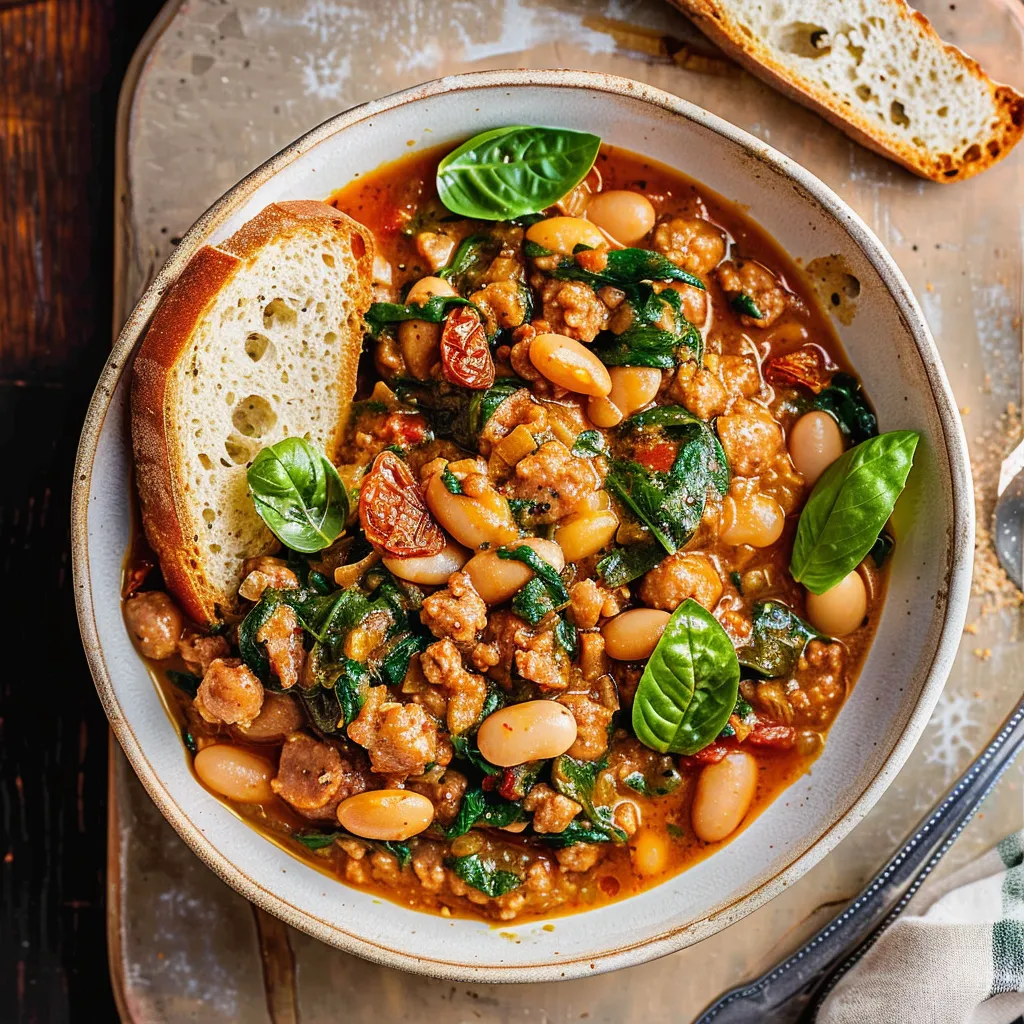 Légumes onctueux et saucisses