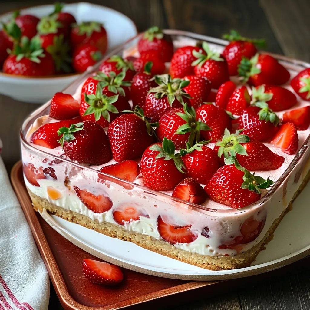 Délicieux gâteau froid aux fraises