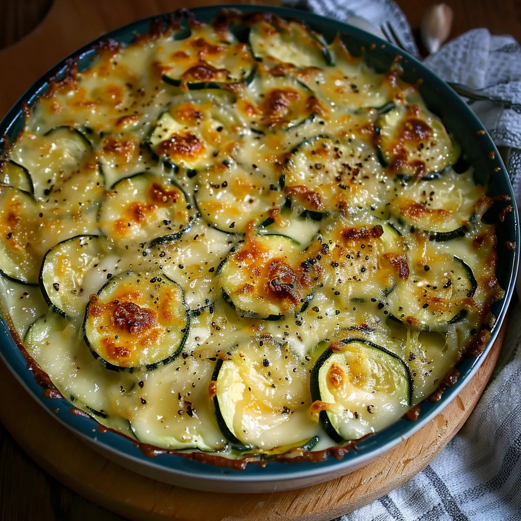 Gratin fondant courgette et Bleu d’Auvergne