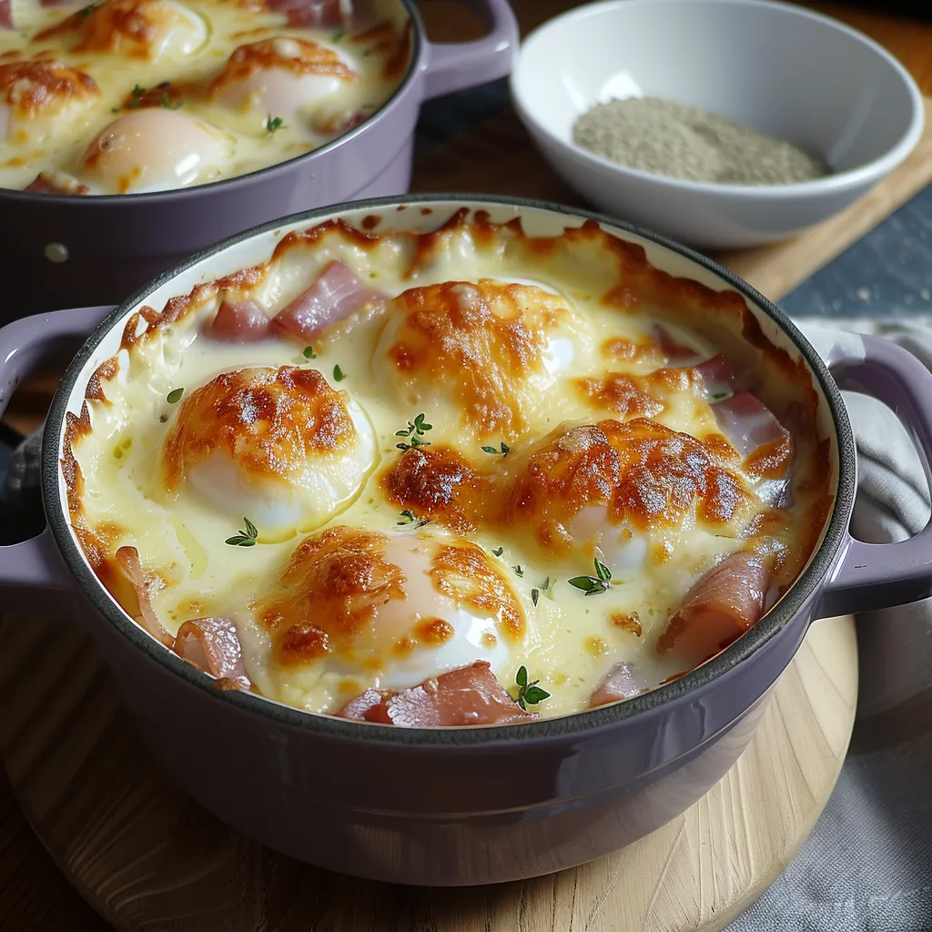 Gratin œufs, jambon & sauce gourmande