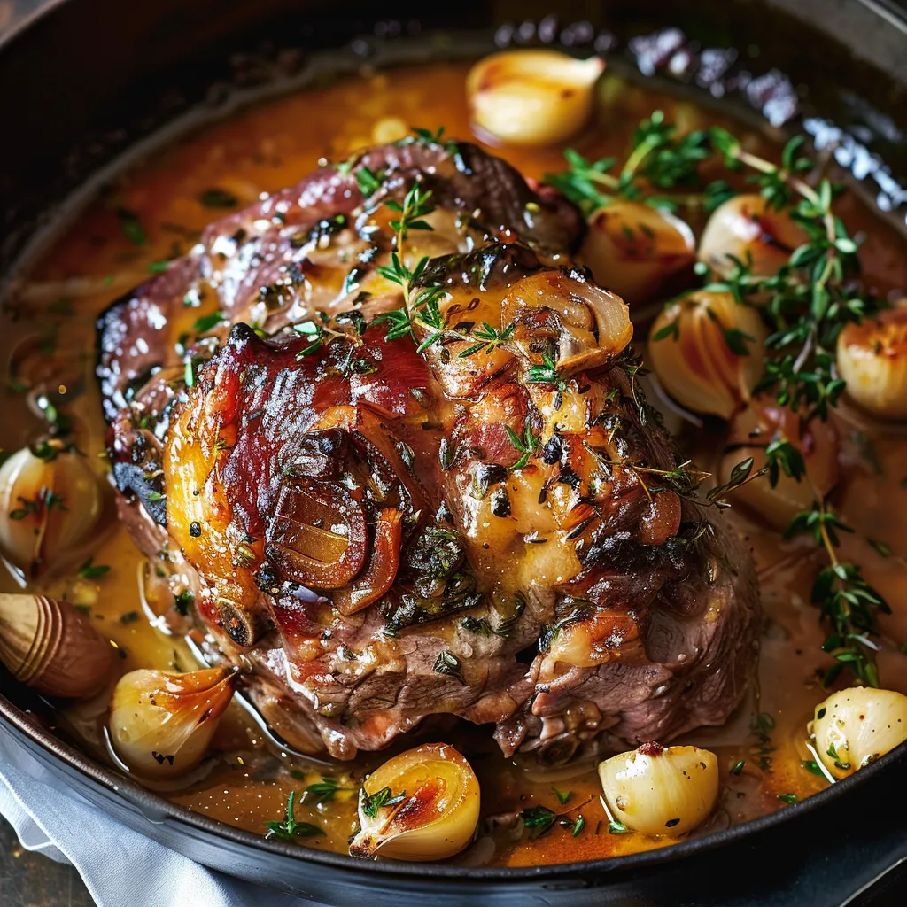 Épaule d’agneau confite, ail et miel