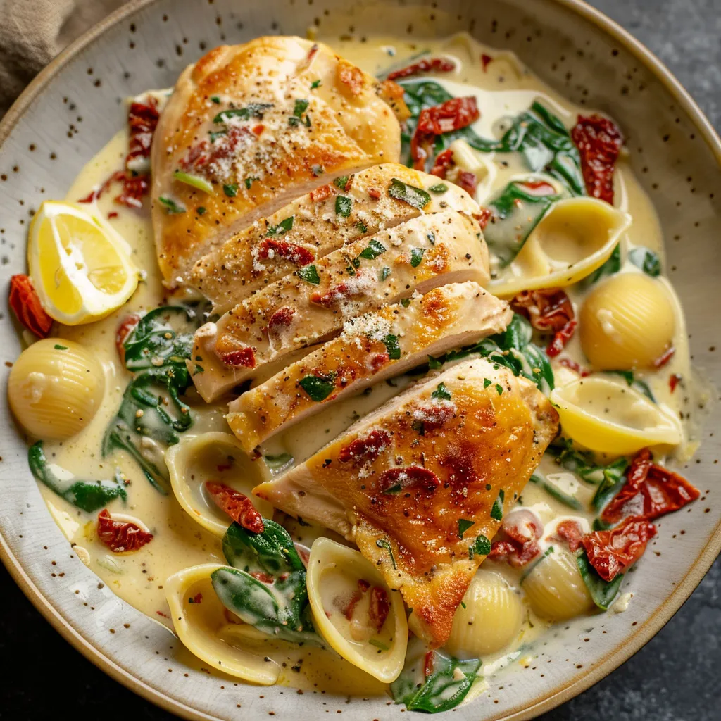 Poulet façon Toscane avec épinards et sauce crémeuse